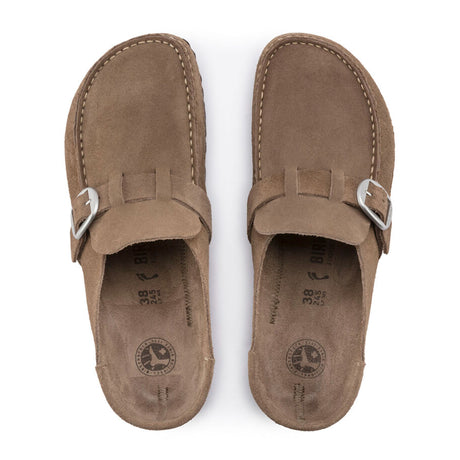 Birkenstock Buckley Clog (Women) - Gray Taupe Suede Dress-Casual - Clogs & Mules - The Heel Shoe Fitters
