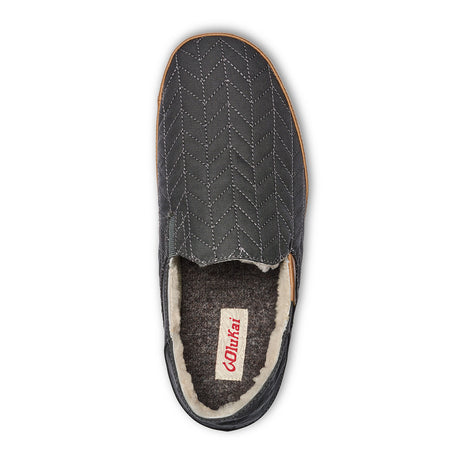 OluKai HanoHano Waxed Canvas Slipper (Men) - Dark Shadow/Dark Shadow Dress-Casual - Slippers - The Heel Shoe Fitters