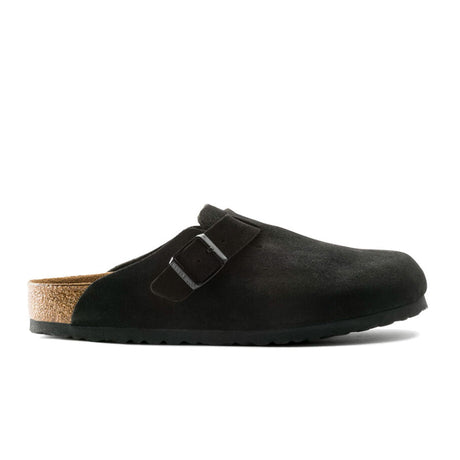 Birkenstock Boston Soft Footbed Narrow Clog (Unisex) - Black Suede Dress-Casual - Clogs & Mules - The Heel Shoe Fitters