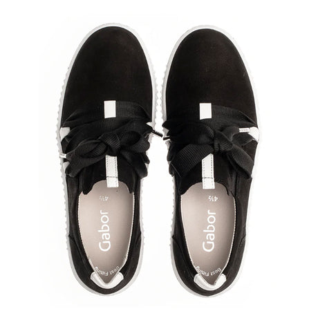 Gabor 83333-17 Bow Sneaker (Women) - Black/Weiss Athletic - Casual - Lace Up - The Heel Shoe Fitters