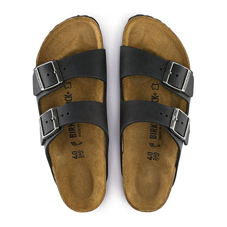 Birkenstock Arizona Slide Sandal (Unisex) - Black Oiled Leather Sandals - Slide - The Heel Shoe Fitters